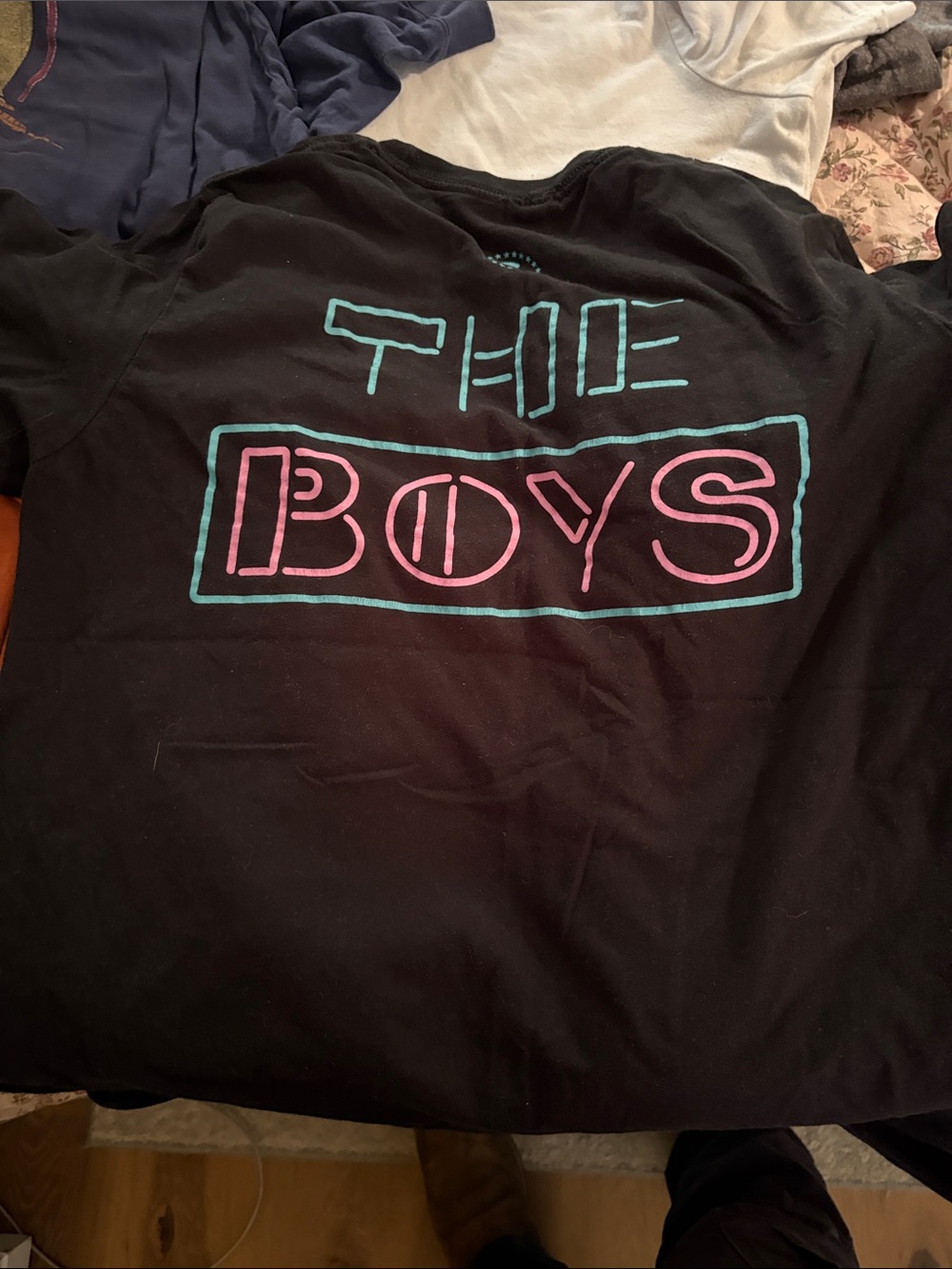 Bussin with the boys Black Graphic Tee with Pink & Teal Print